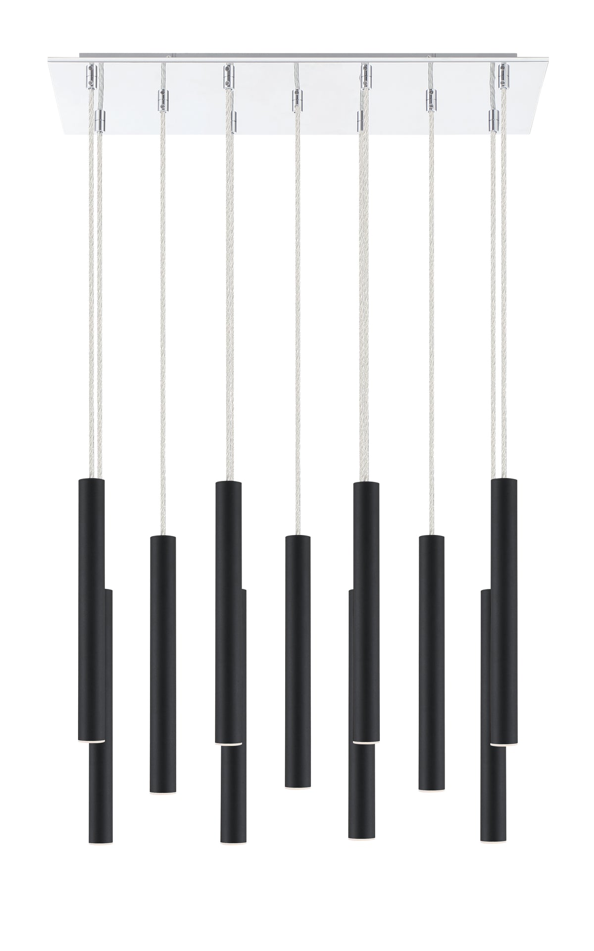 Suspension linéaire Forest — 2-Tier 11 lumières Noir mat, 12" – vue 5