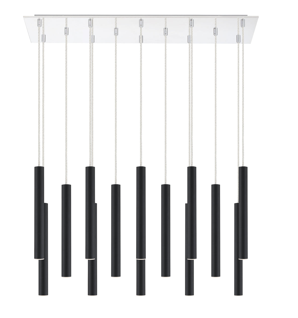 Suspension linéaire Forest — 2-Tier 14 lumières Noir mat, 12" – vue 5