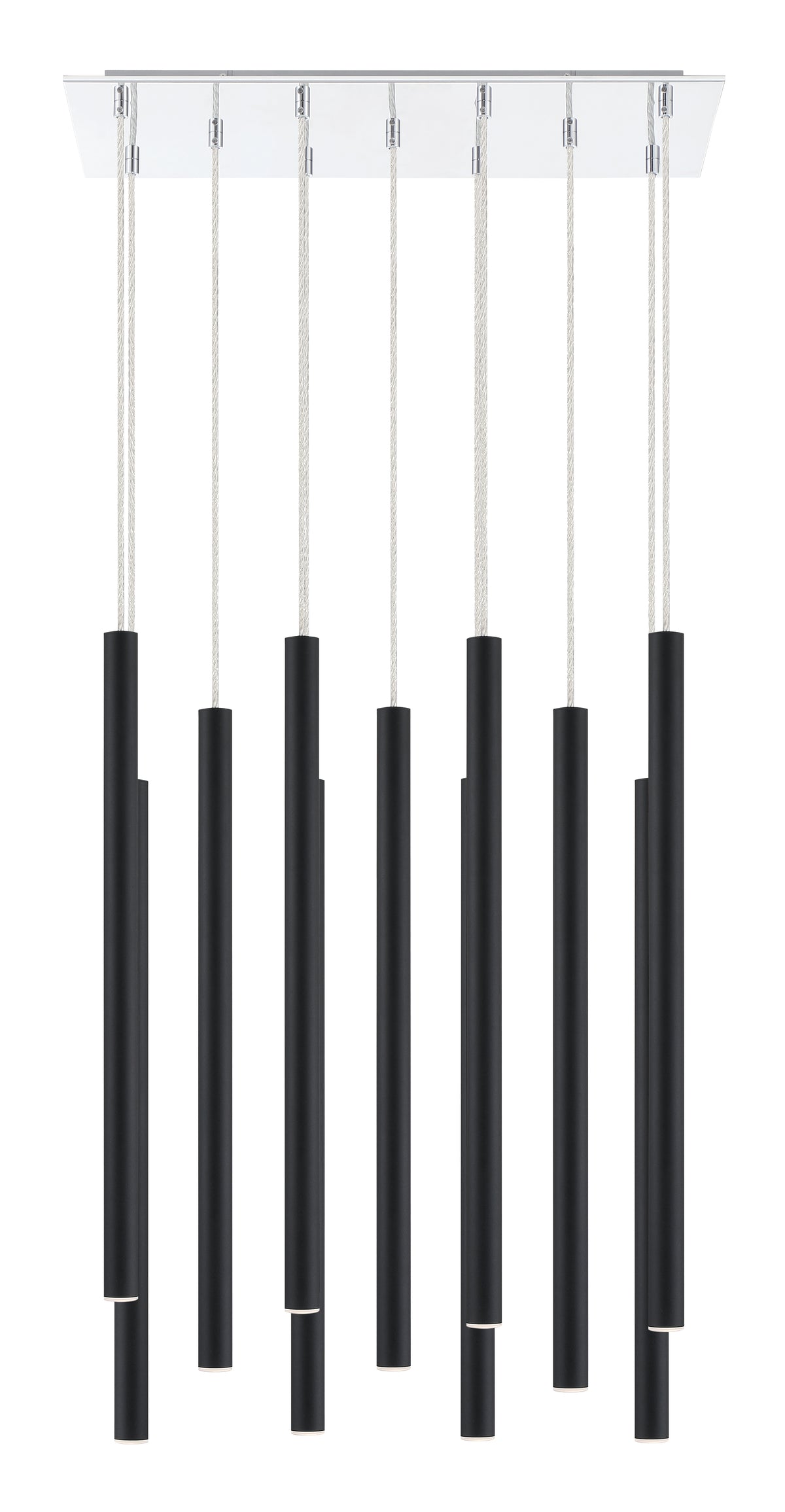 Suspension linéaire Forest — 2-Tier 11 lumières Noir mat, 24" – vue 5