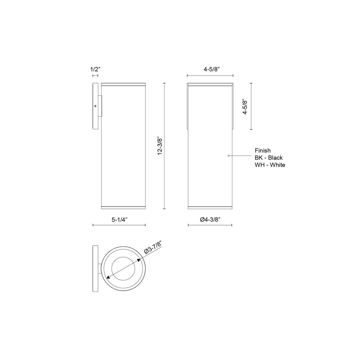 Applique extérieure 4po Lorna Blanc, 12 3/8" – vue 2