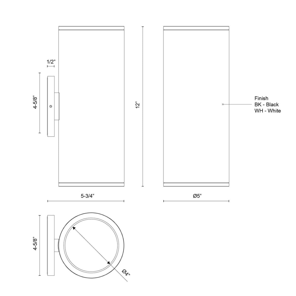 Applique extérieure 5po Nordic Blanc, 12" – vue 2
