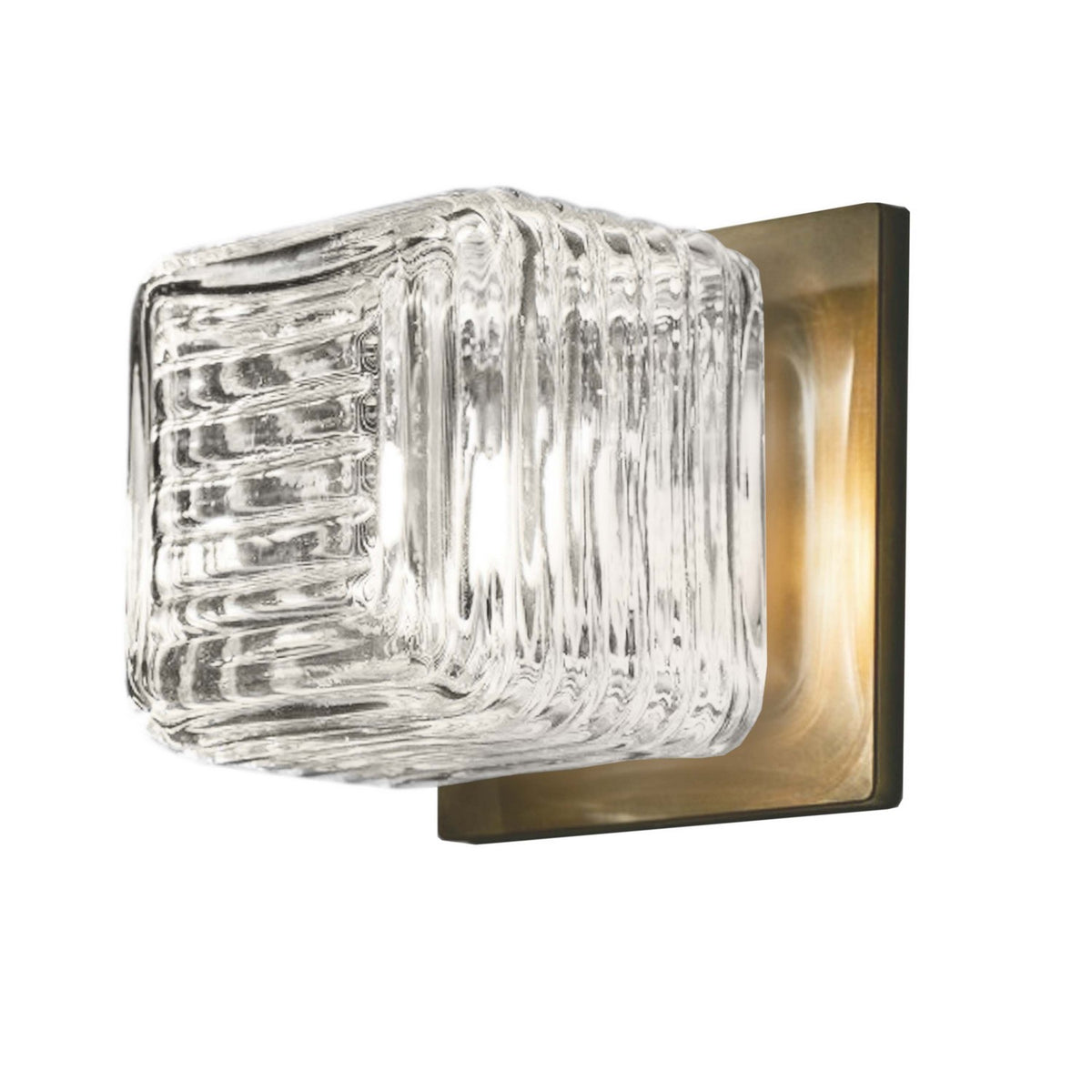Applique murale carrée Berkley Transparent / Laiton vieilli – Dainolite