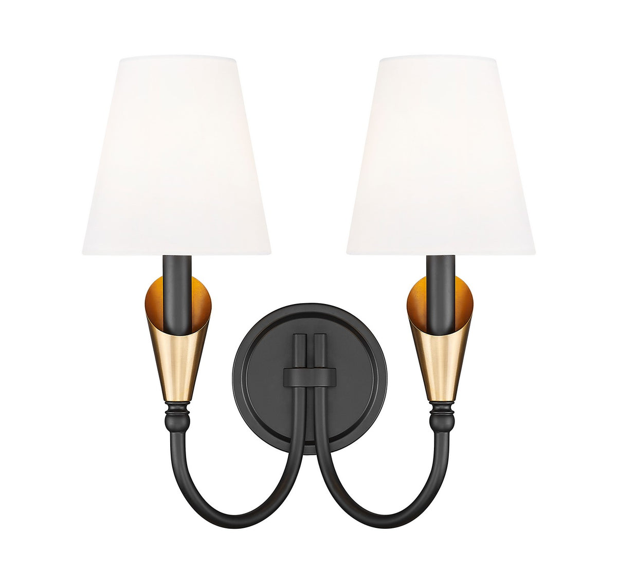 Applique murale Claudelle Noir mat + Or moderne, 14 1/2" – vue 2