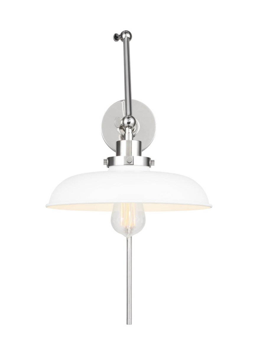 Applique murale double bras évasé Wellfleet - Nickel poli Blanc mat by Visual Comfort Studio | Luminaires & cie