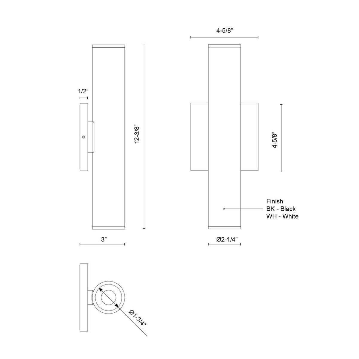 Applique murale haut/bas Lorna Blanc, 12 3/8", 3" – vue 2