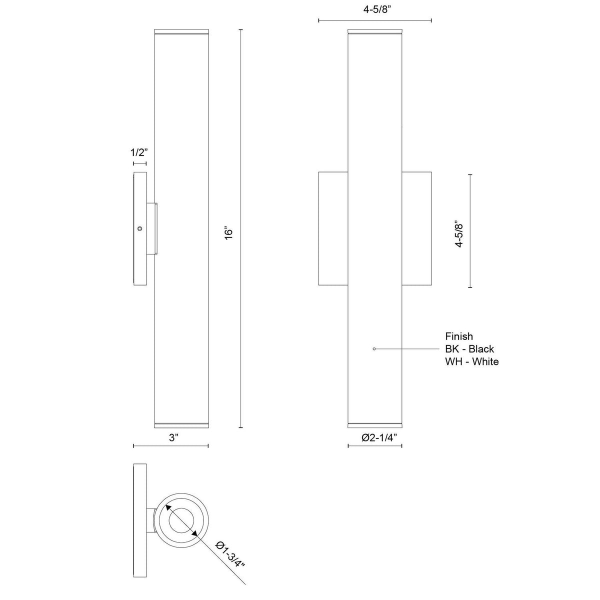 Applique murale haut/bas Lorna Blanc, 16", 3" – vue 2