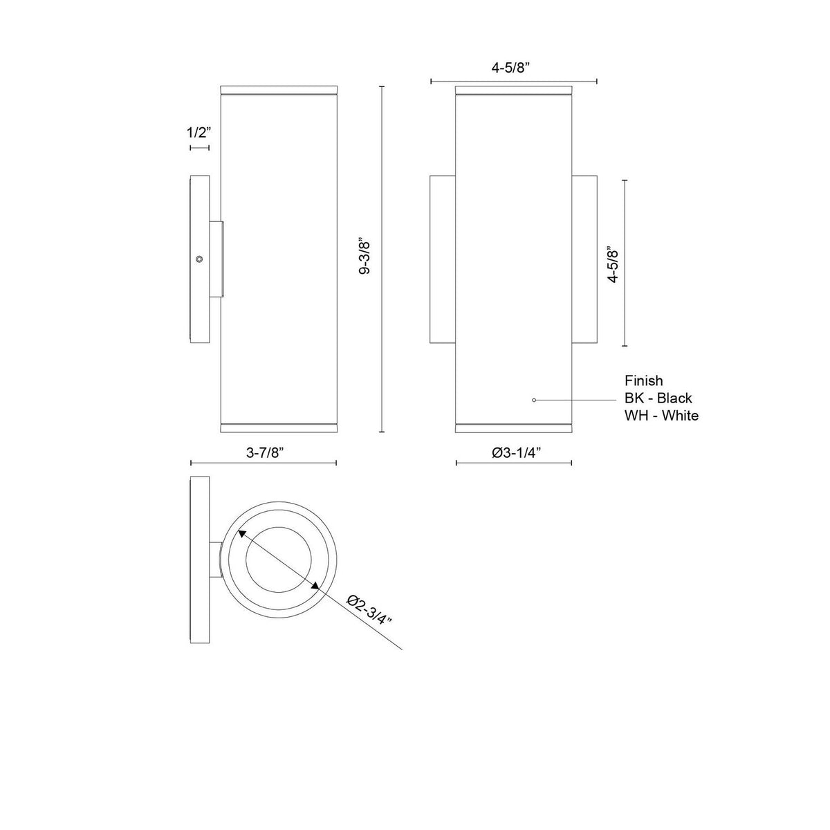 Applique murale haut/bas Lorna Blanc, 9 3/8", 3 7/8" – vue 2