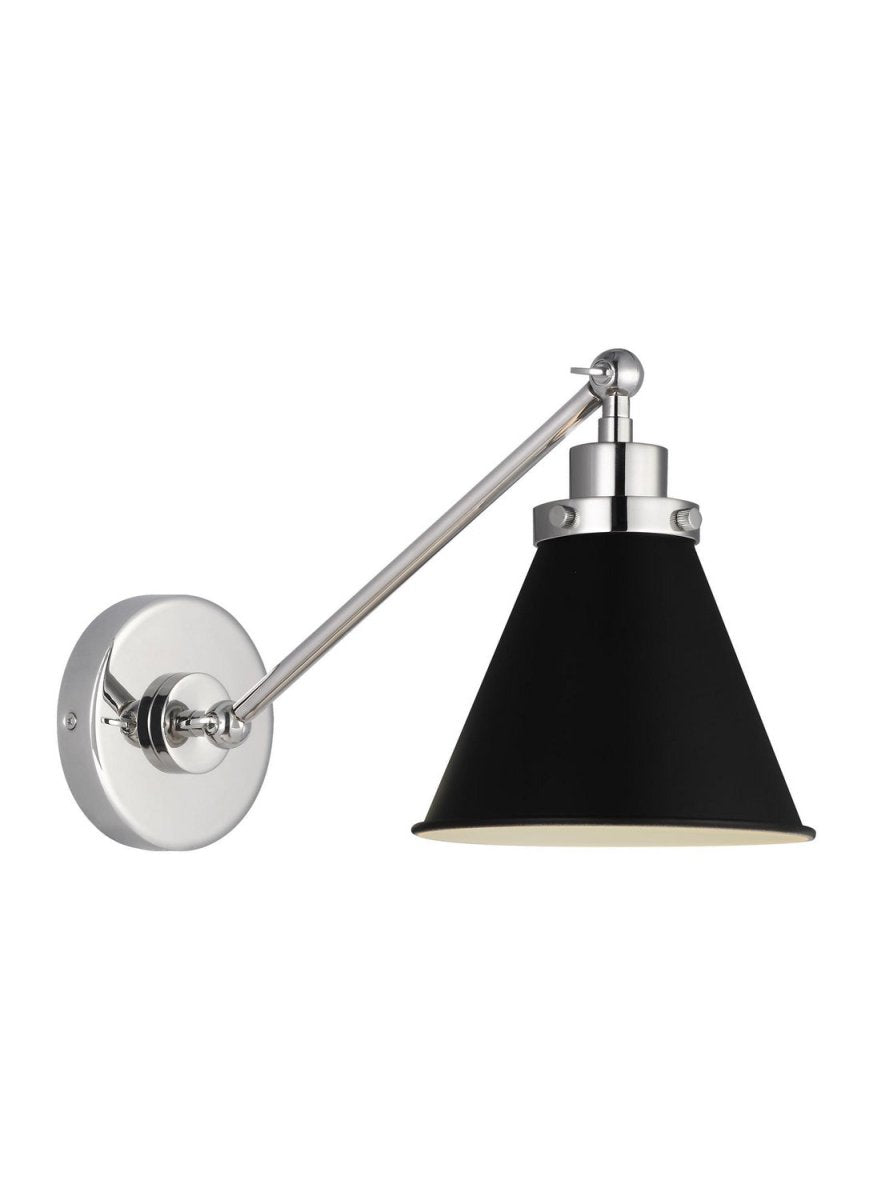 Applique murale simple bras cône Wellfleet - Nickel poli Noir minuit by Visual Comfort Studio | Luminaires & cie