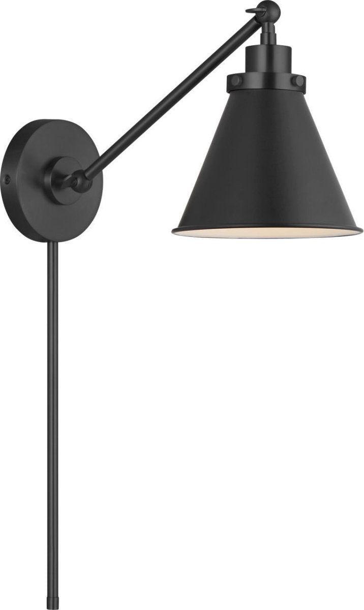 Applique murale simple bras cône Wellfleet - Nickel poli Opalin by Visual Comfort Studio | Luminaires & cie