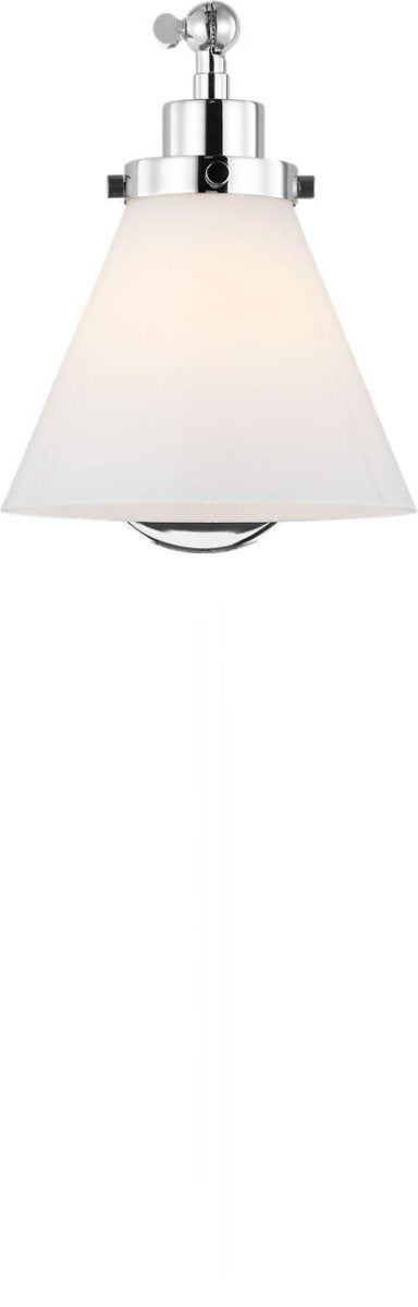 Applique murale simple bras cône Wellfleet - Nickel poli Opalin by Visual Comfort Studio | Luminaires & cie