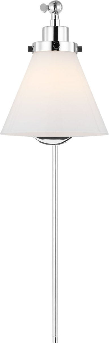 Applique murale simple bras cône Wellfleet - Nickel poli Opalin by Visual Comfort Studio | Luminaires & cie