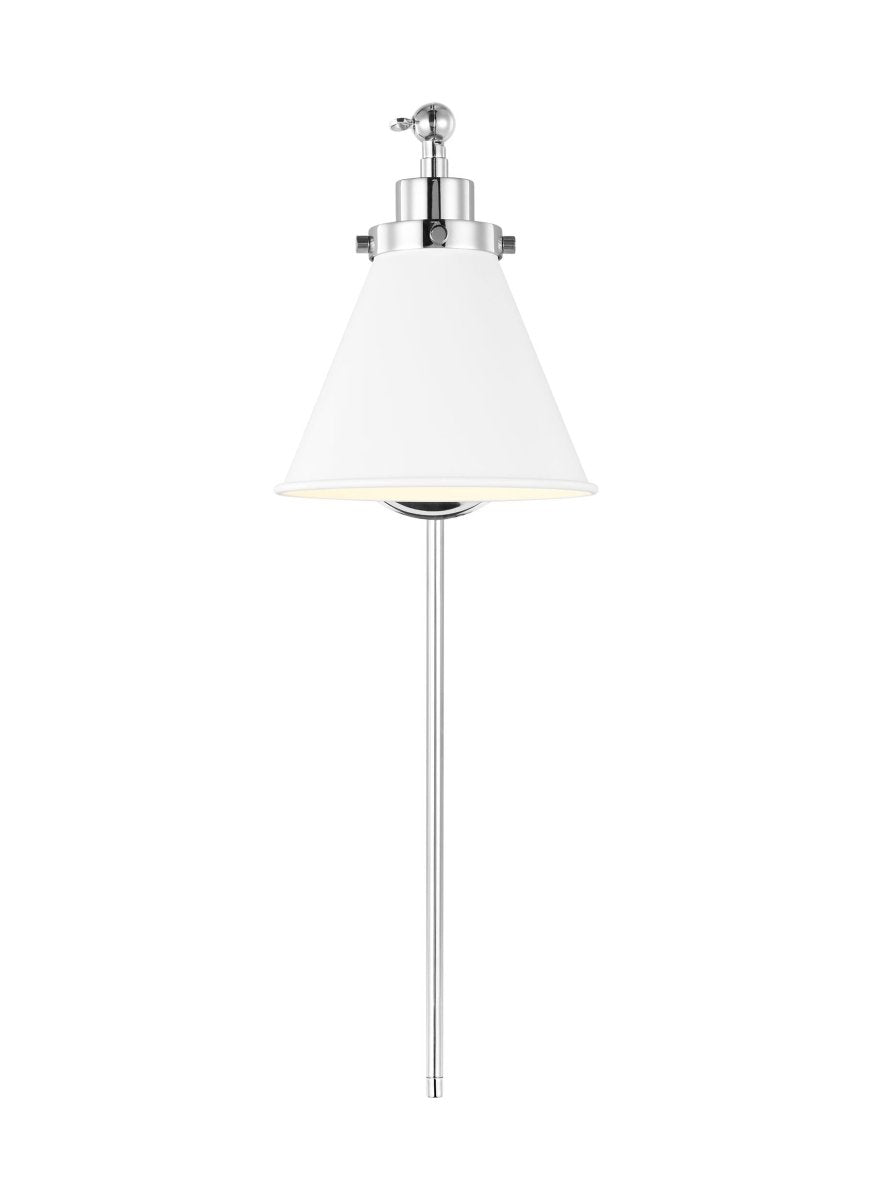 Applique murale simple bras cône Wellfleet - Nickel poli Opalin by Visual Comfort Studio | Luminaires & cie