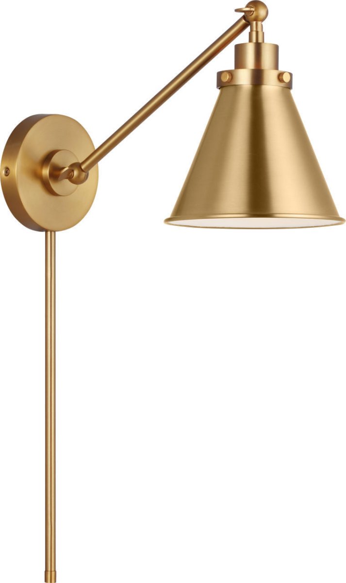 Applique murale simple bras cône Wellfleet - Nickel poli Opalin by Visual Comfort Studio | Luminaires & cie