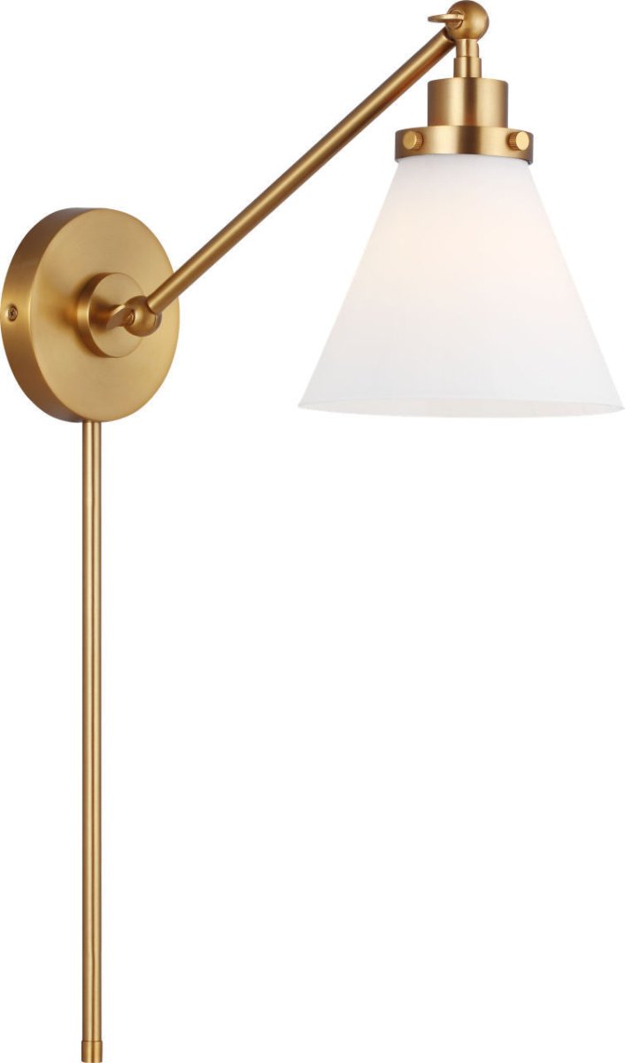 Applique murale simple bras cône Wellfleet - Nickel poli Opalin by Visual Comfort Studio | Luminaires & cie
