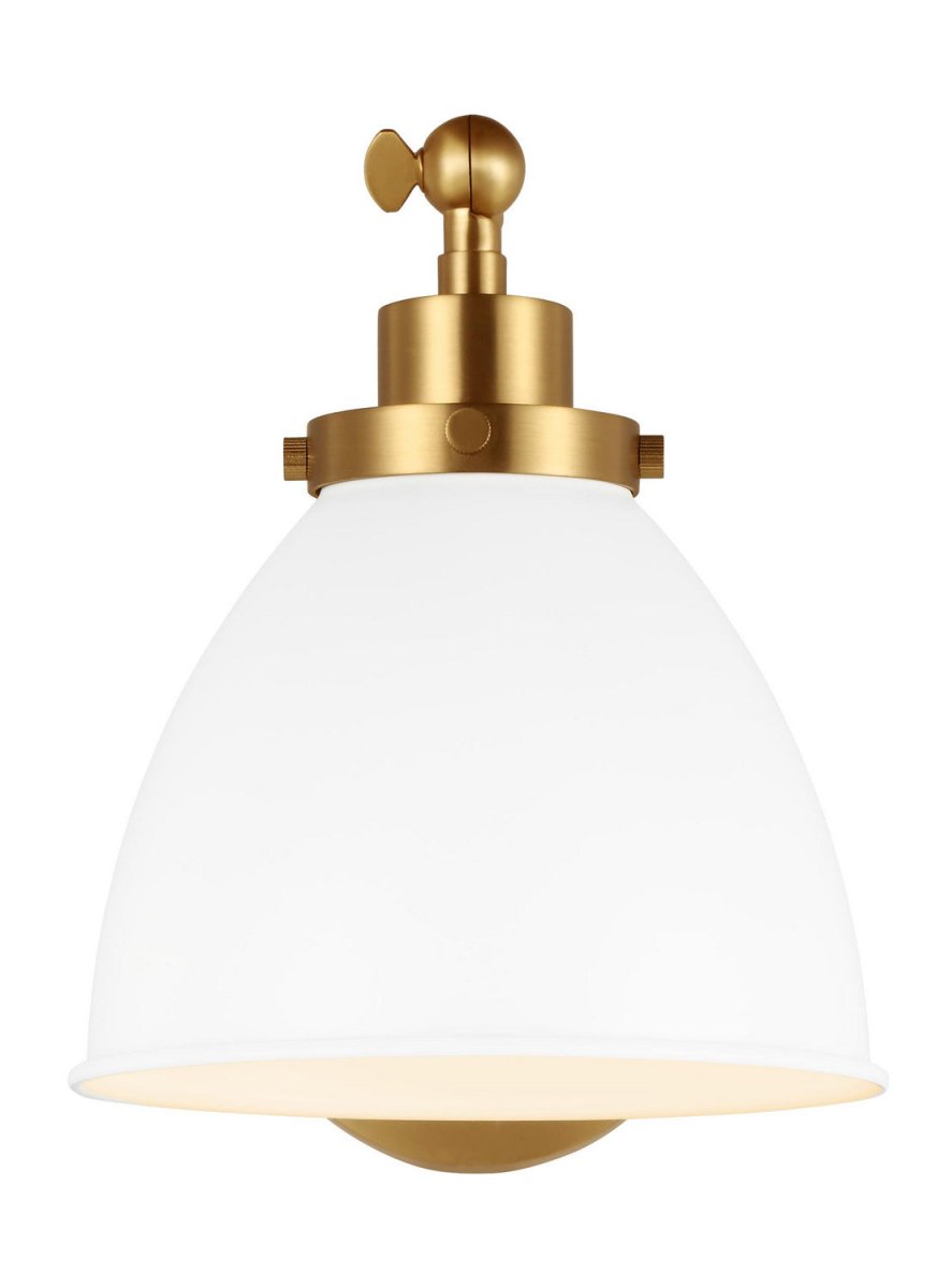 Applique murale simple bras dôme Wellfleet - Laiton bruni Blanc mat by Visual Comfort Studio | Luminaires & cie