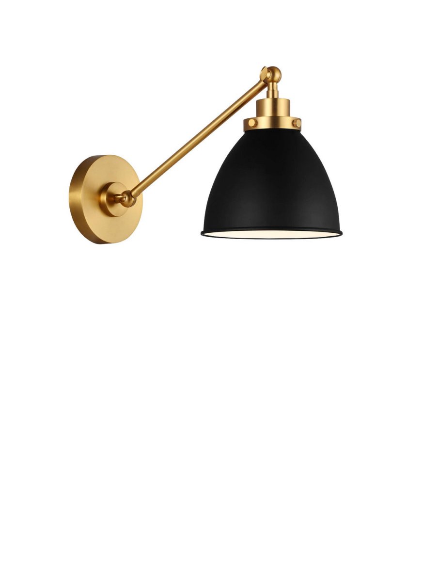 Applique murale simple bras dôme Wellfleet - Nickel poli Blanc mat by Visual Comfort Studio | Luminaires & cie