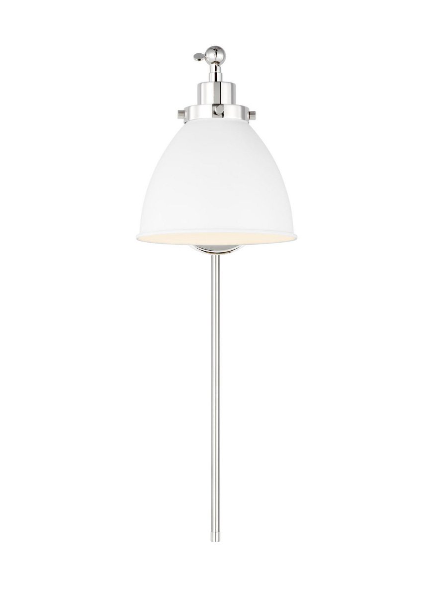Applique murale simple bras dôme Wellfleet - Nickel poli Blanc mat by Visual Comfort Studio | Luminaires & cie