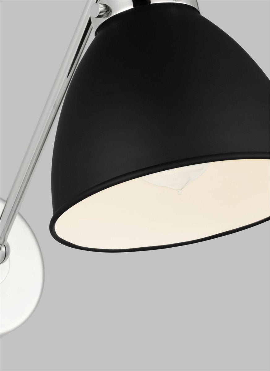 Applique murale simple bras dôme Wellfleet - Nickel poli Blanc mat by Visual Comfort Studio | Luminaires & cie
