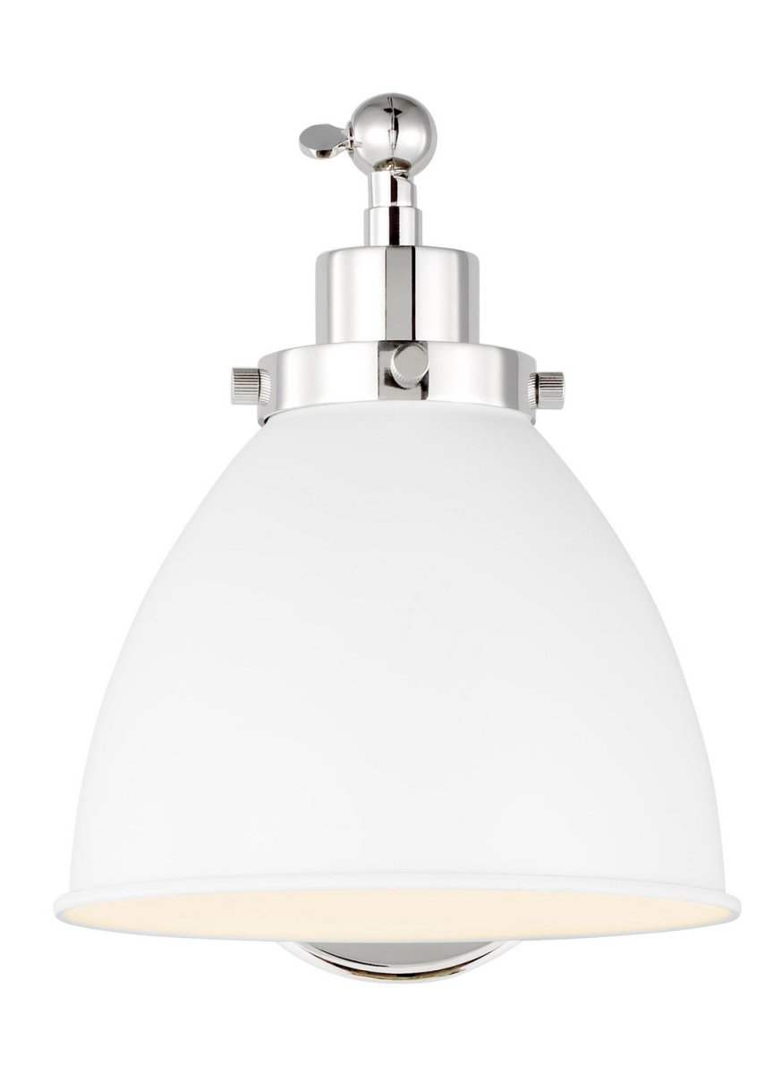 Applique murale simple bras dôme Wellfleet - Nickel poli Blanc mat by Visual Comfort Studio | Luminaires & cie