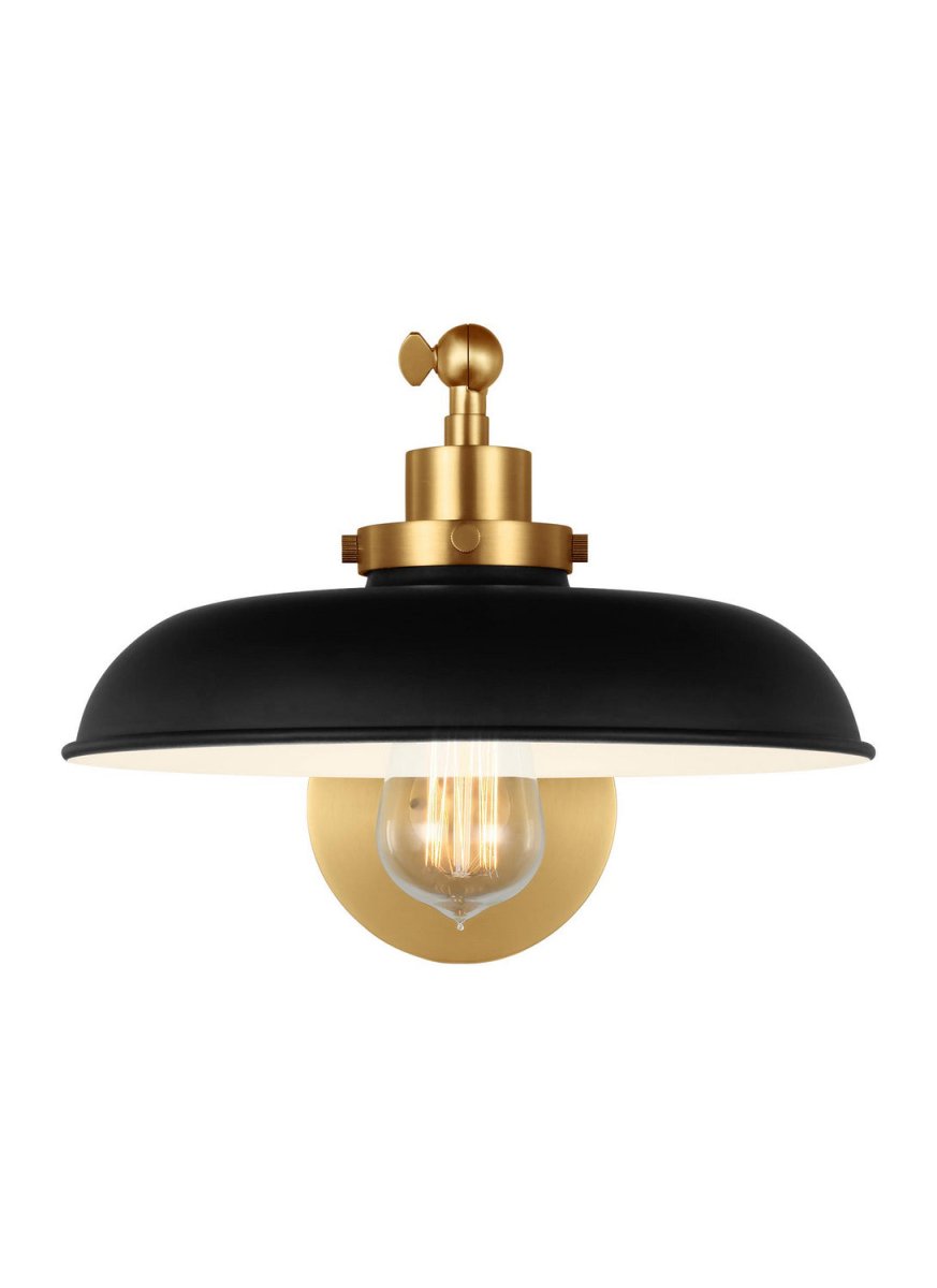 Applique murale simple bras évasé Wellfleet - Laiton bruni Noir minuit by Visual Comfort Studio | Luminaires & cie