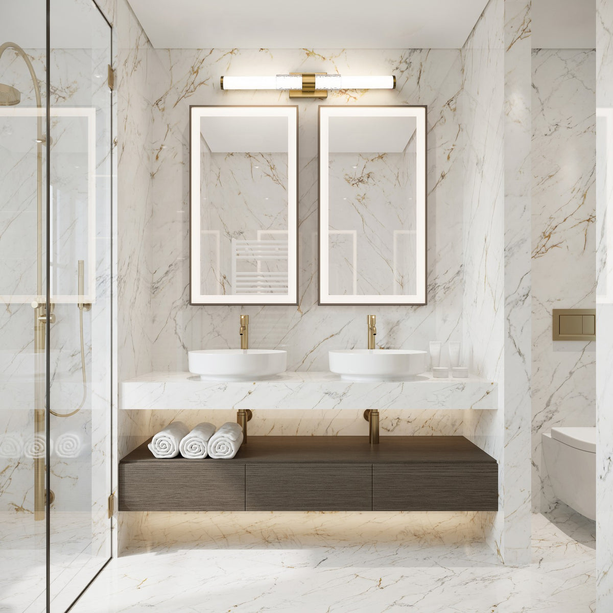 Barre d'éclairage de salle de bain Egon Or moderne, 32" – vue 6