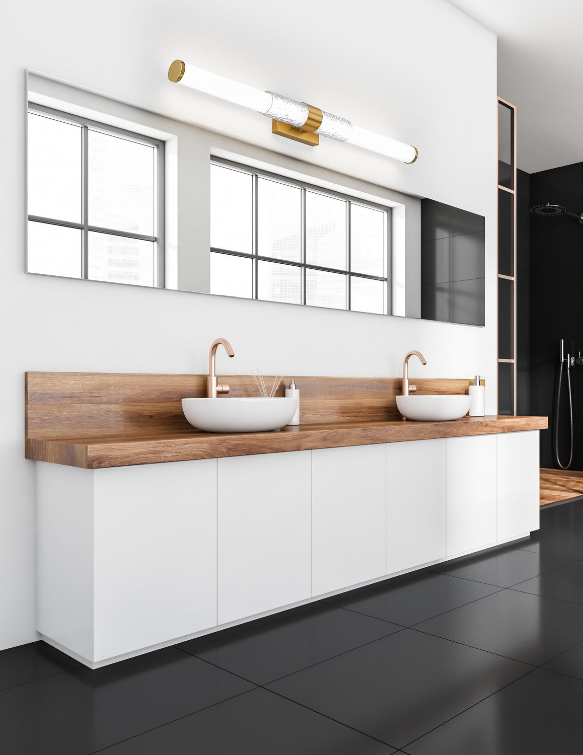 Barre d'éclairage de salle de bain Egon Or moderne, 40" – vue 6