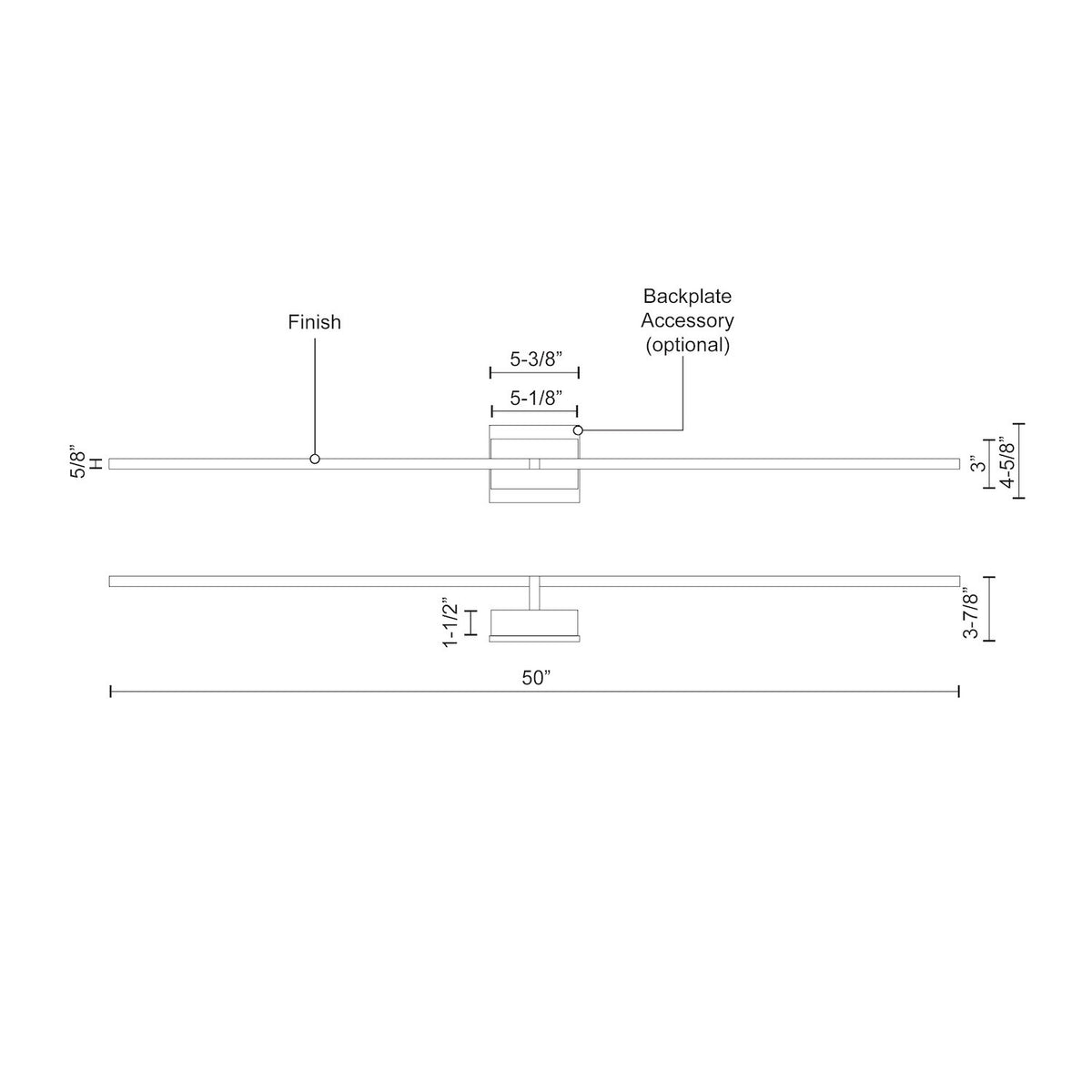 Barre d'éclairage de salle de bain Pandora Or brossé, 50" – vue 2
