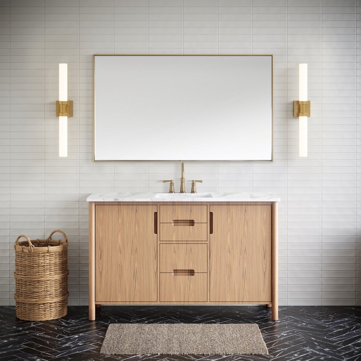 Barre d'éclairage de salle de bain Kiel - Nickel brossé 48" by Visual Comfort Studio | Luminaires & cie