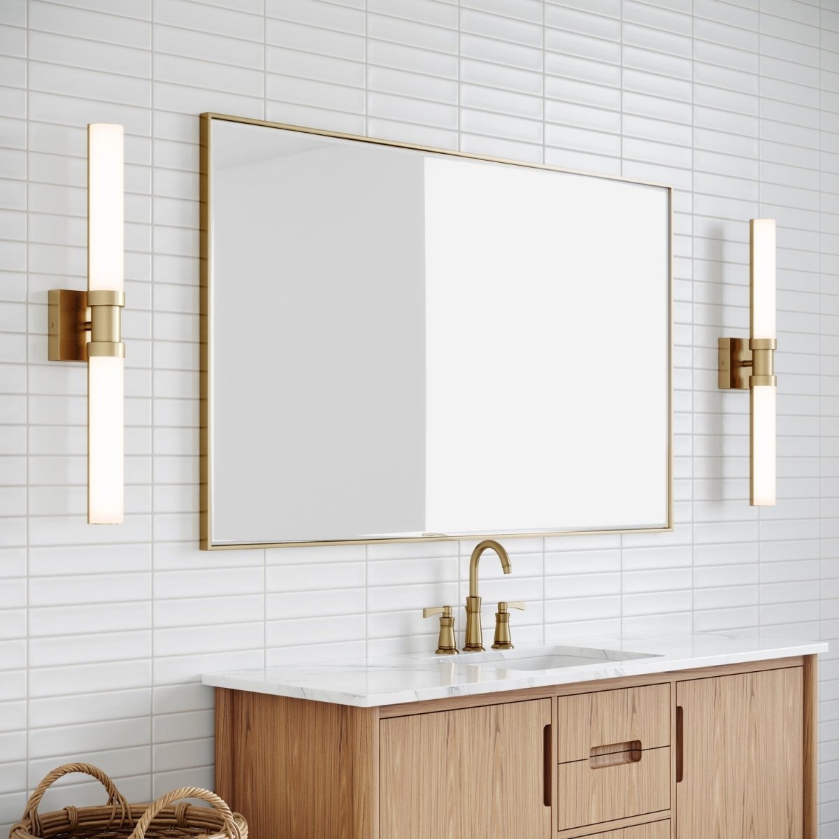 Barre d'éclairage de salle de bain Kiel - Nickel brossé 48" by Visual Comfort Studio | Luminaires & cie