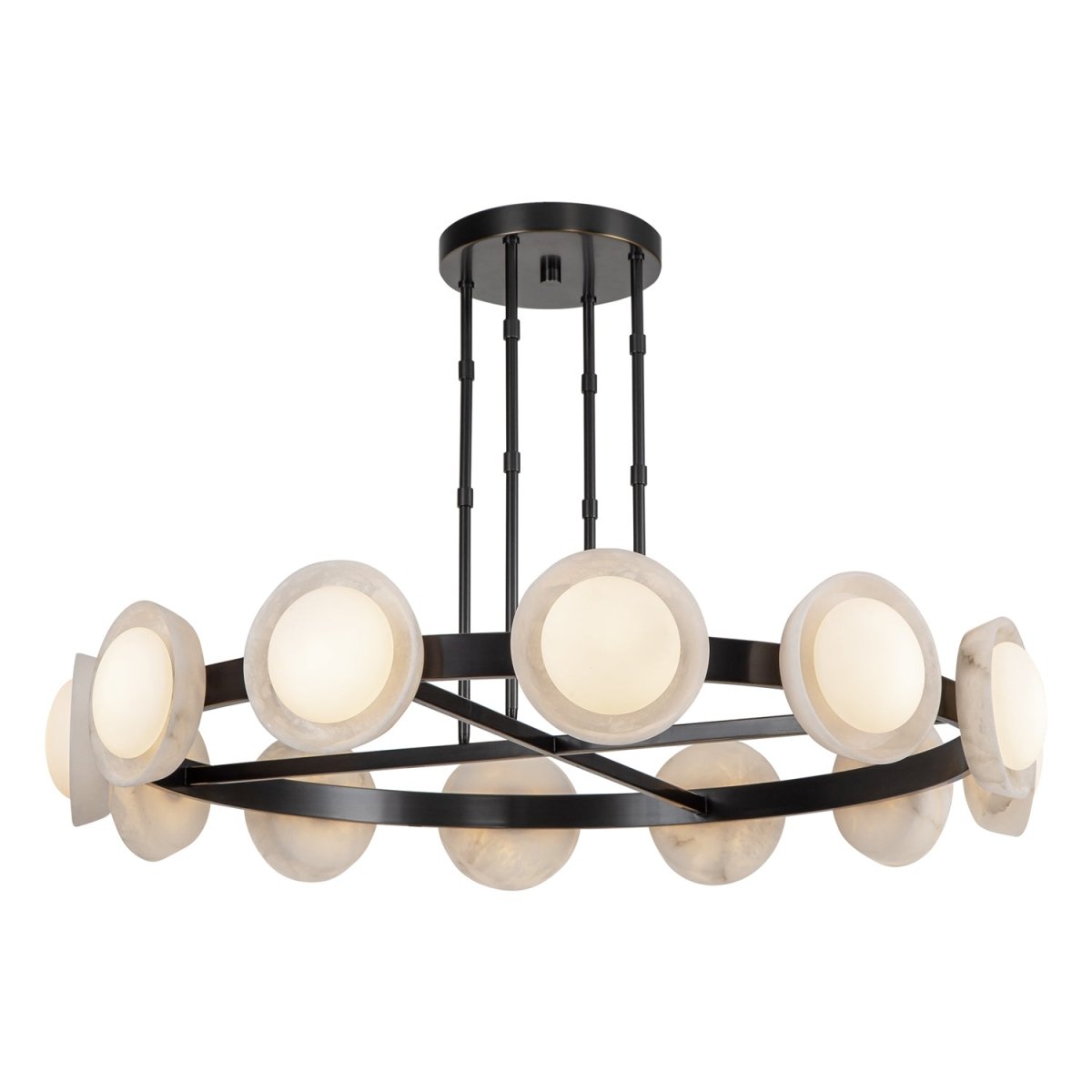Chandelier Alonso - Bronze / Albâtre urbain 50 1/2" by Alora Lighting | Luminaires & cie