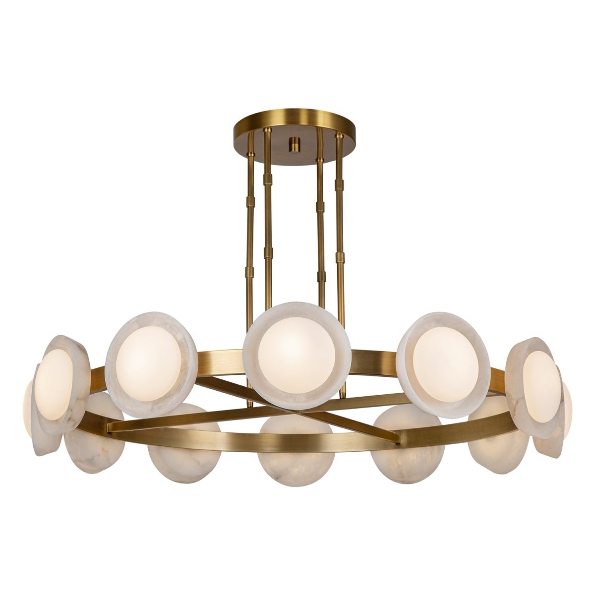 Chandelier Alonso - Laiton / albâtre vintage 50 1/2" by Alora Lighting | Luminaires & cie