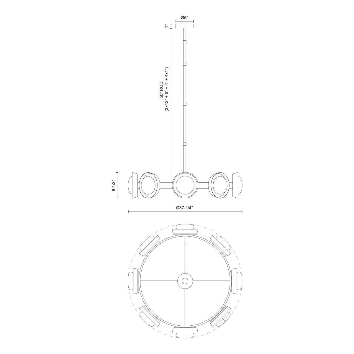 Chandelier Alonso - Bronze urbain 37 1/4" by Alora Lighting | Luminaires & cie