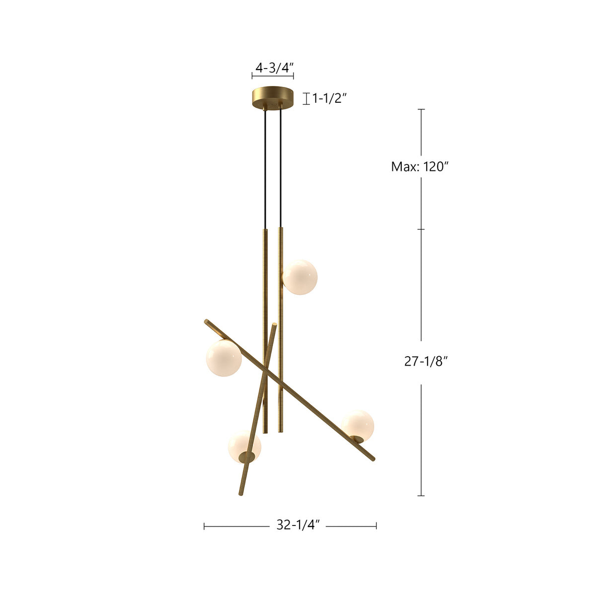 Lustre Amara Or brossé/Verre opale – vue 3
