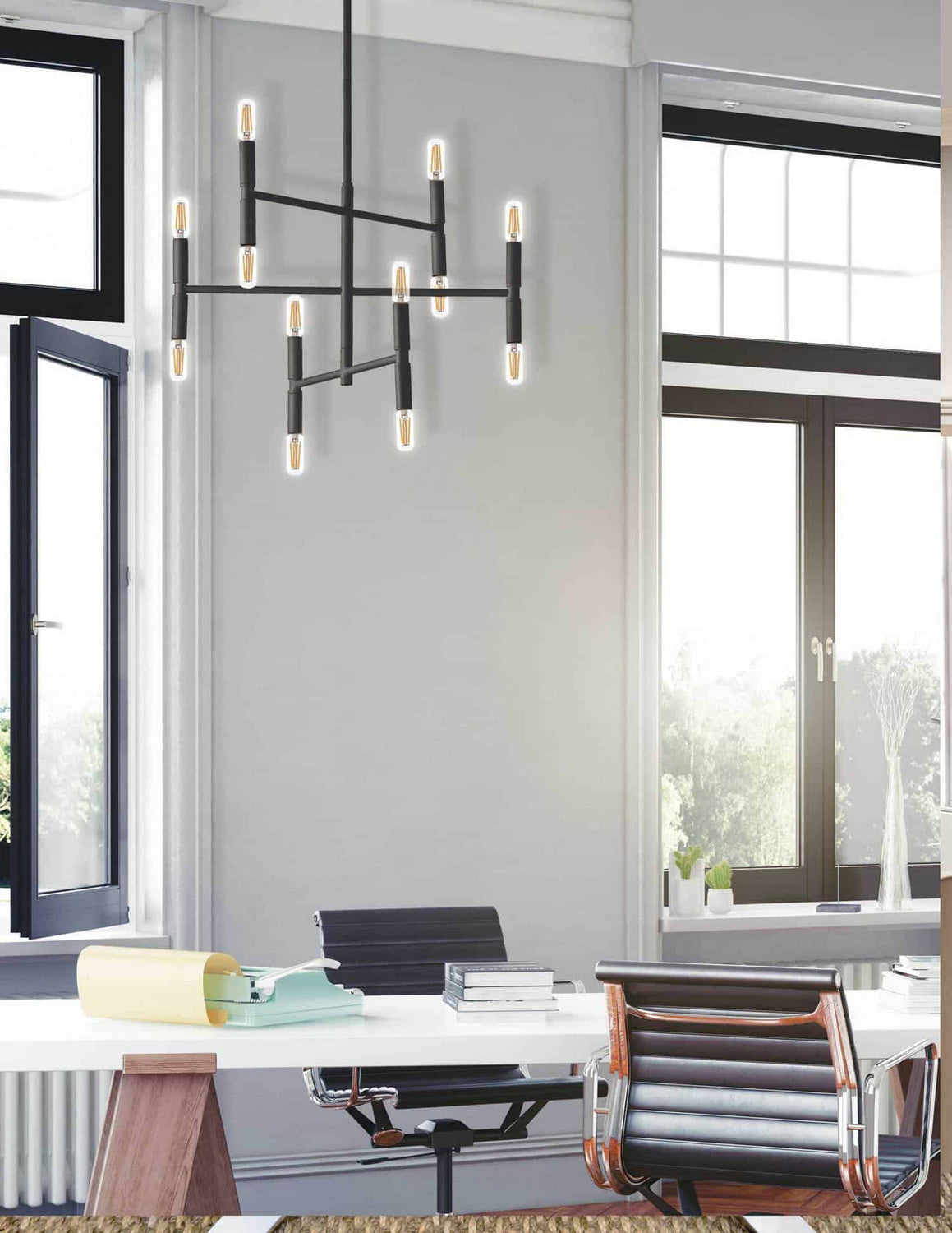 Lustre linéaire Ava 21", Noir / Noir mat – vue 2