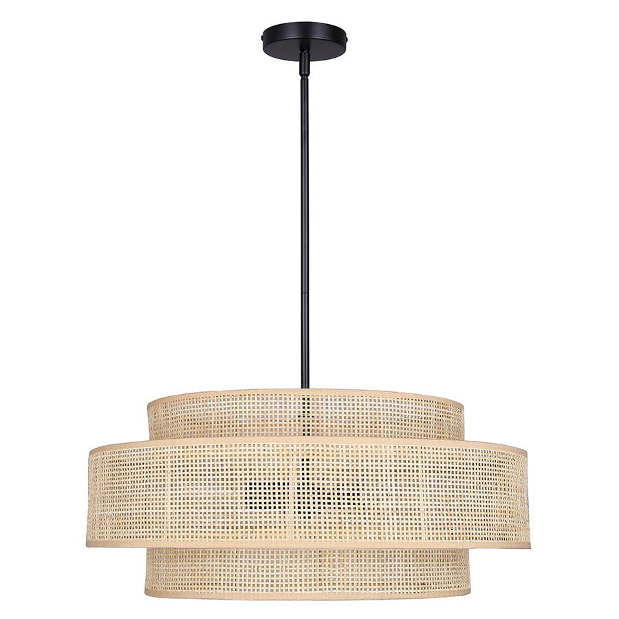 Chandelier Bellamy - Abat - jour en rotin naturel by Canarm | Luminaires & cie