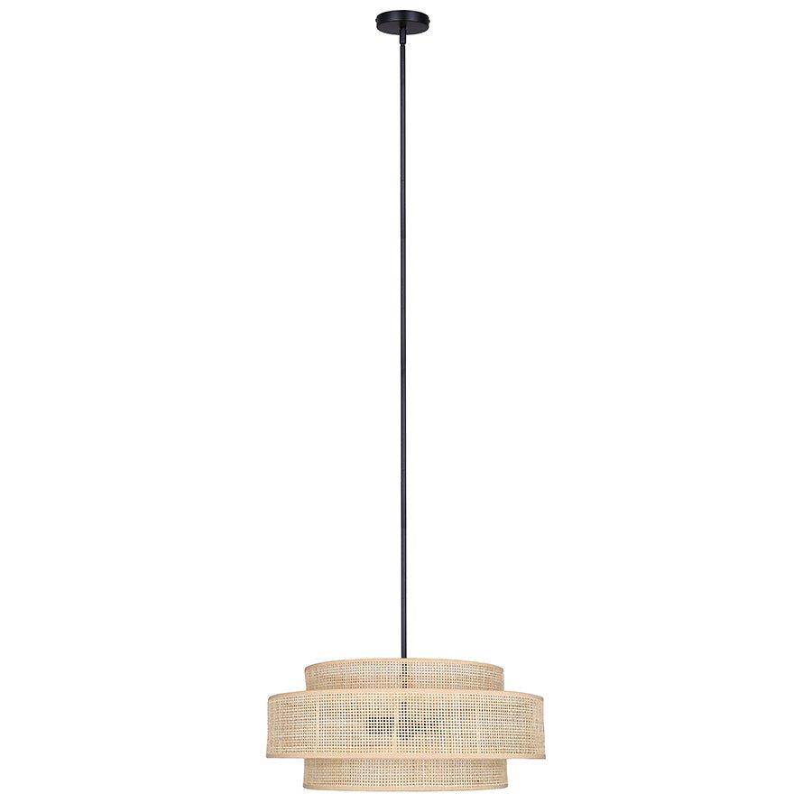 Chandelier Bellamy - Abat - jour en rotin naturel by Canarm | Luminaires & cie