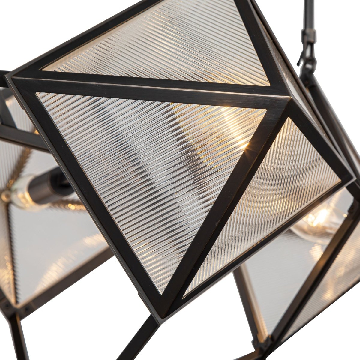 Chandelier Cairo - Verre à côte / bronze urbain 21" by Alora Lighting | Luminaires & cie