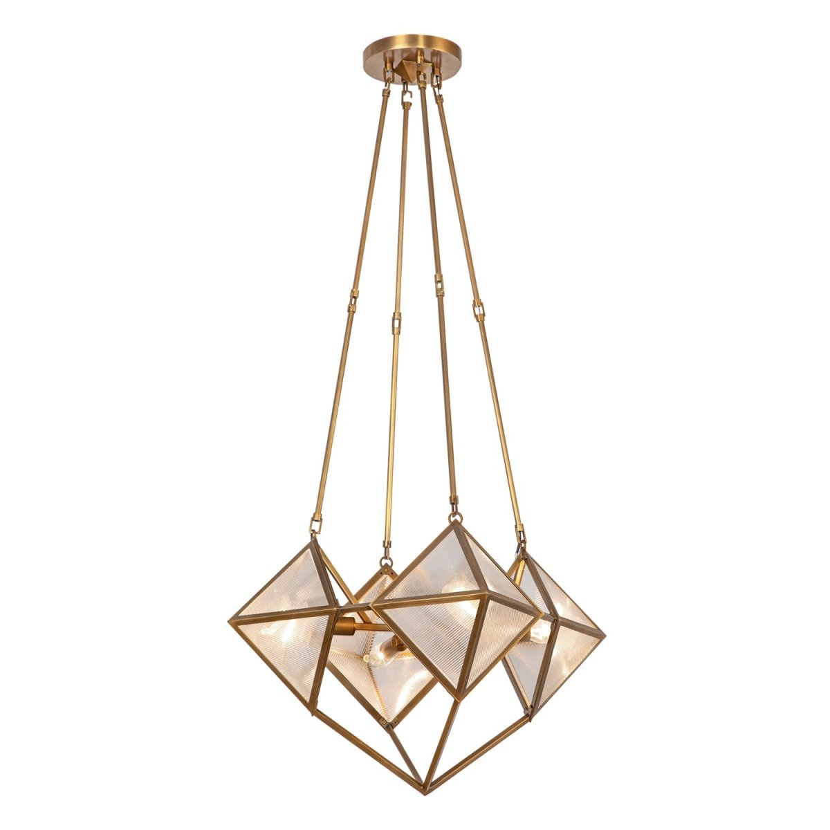 Chandelier Cairo - Verre à côte / laiton vintage 21" by Alora Lighting | Luminaires & cie