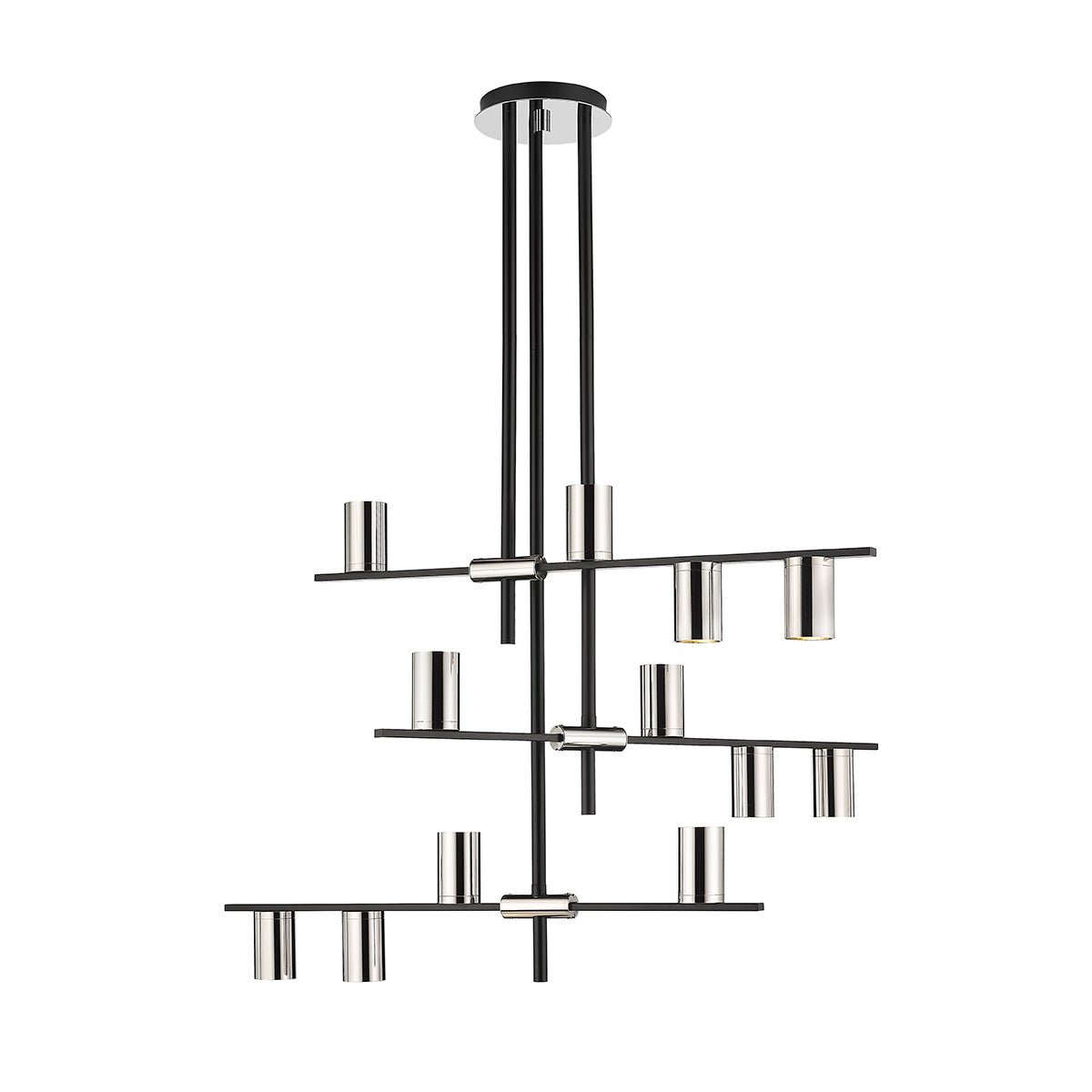 Chandelier Calumet - Noir mat + Nickel poli 44" 25" by Z - Lite | Luminaires & cie