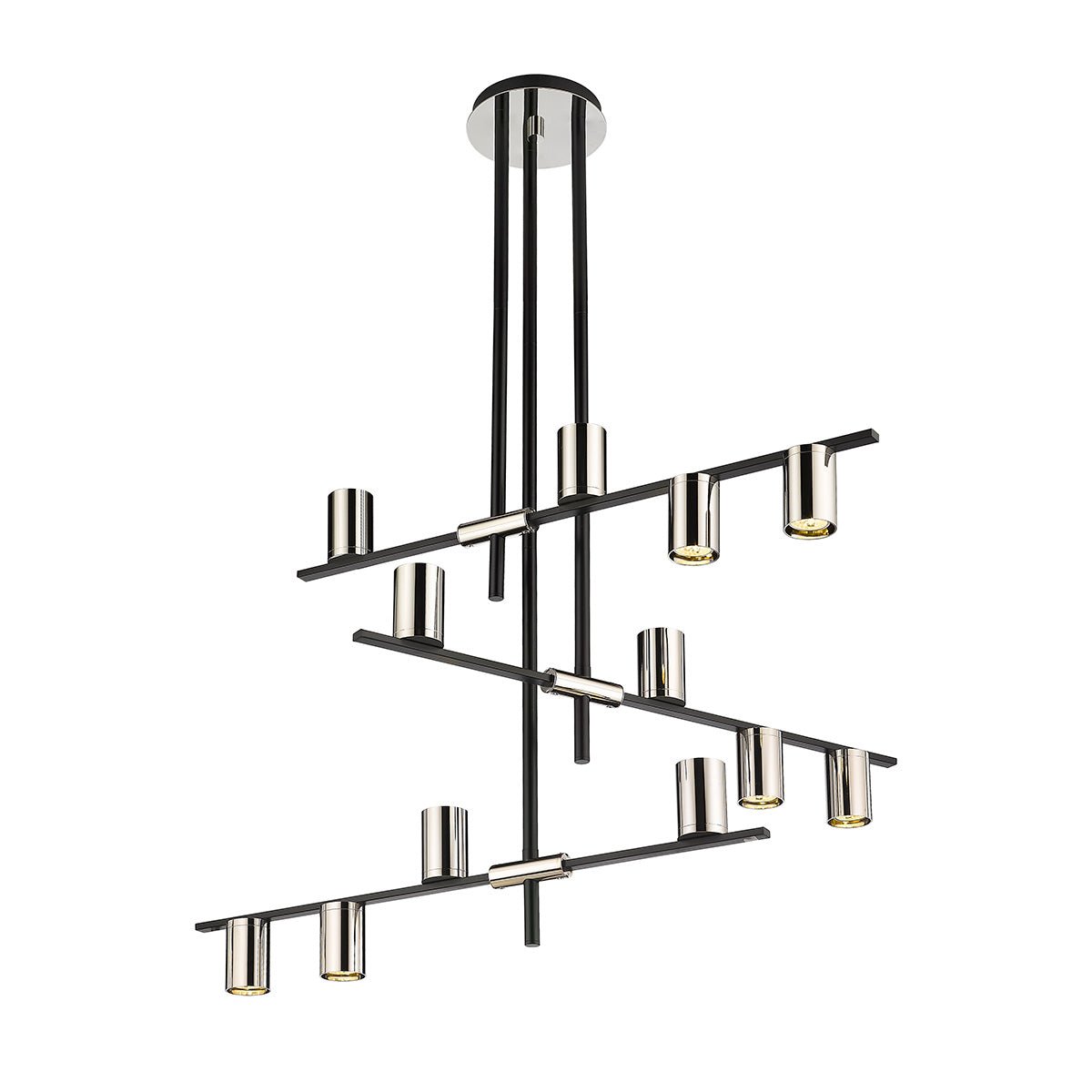 Chandelier Calumet - Noir mat + Nickel poli 44" 25" by Z - Lite | Luminaires & cie