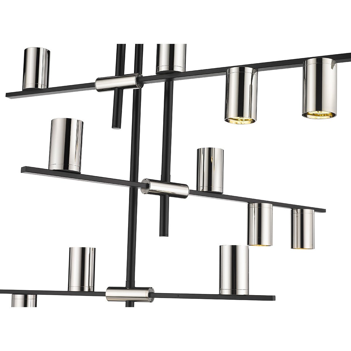 Chandelier Calumet - Noir mat + Nickel poli 44" 25" by Z - Lite | Luminaires & cie