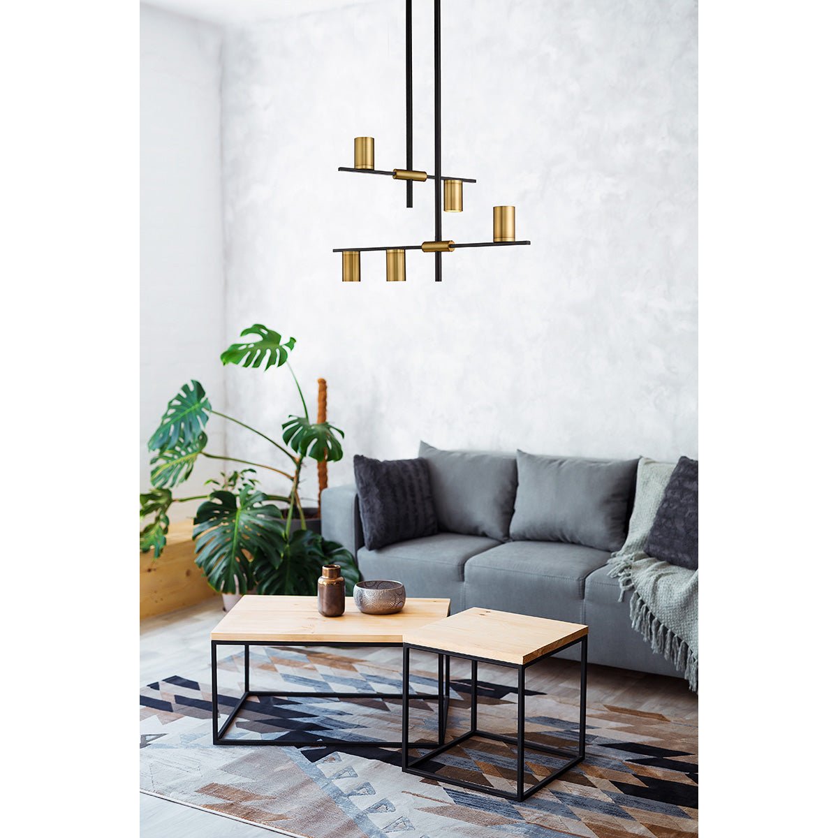 Chandelier Calumet - Noir mat + Laiton vieilli 18" 16 1/2" by Z - Lite | Luminaires & cie