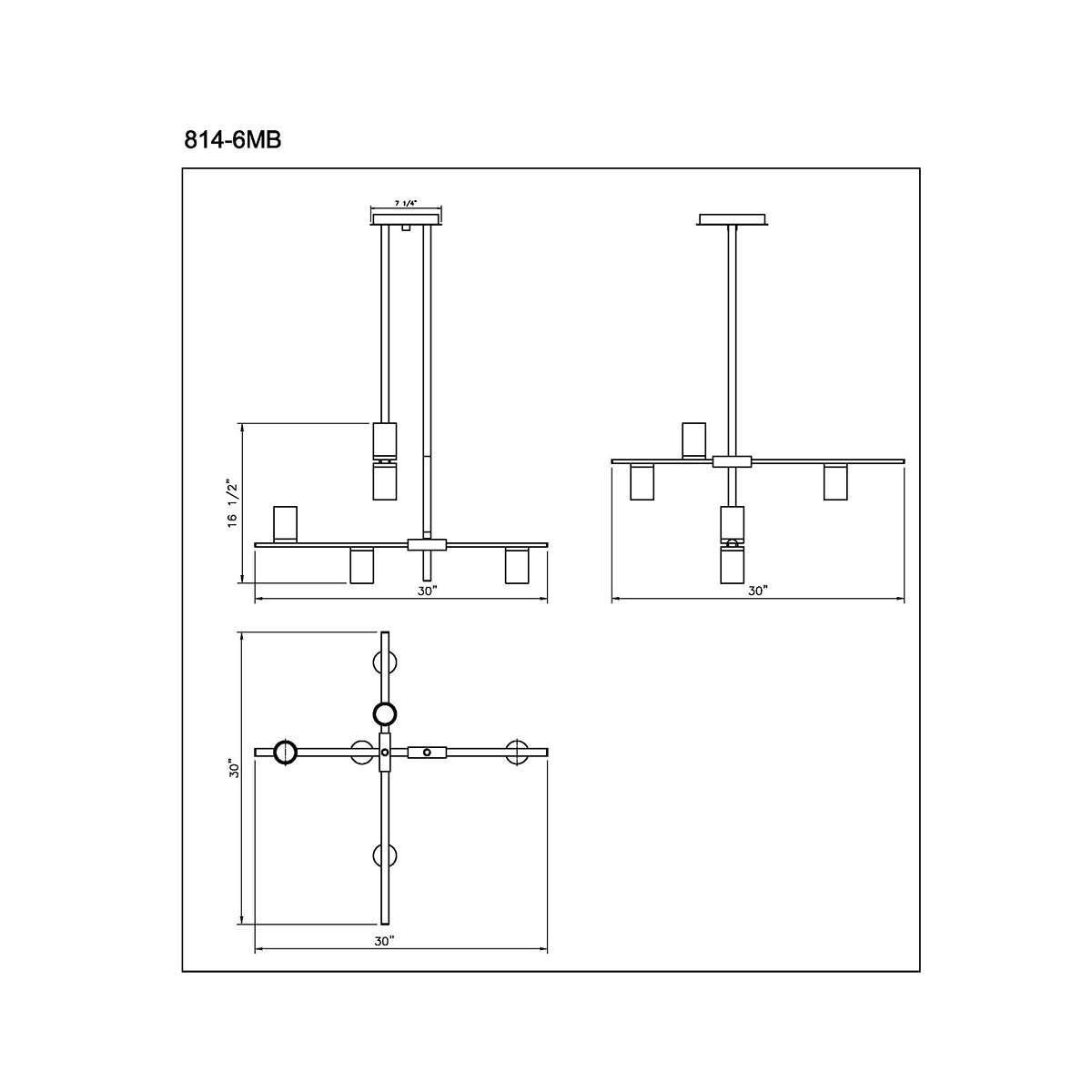 Chandelier Calumet - Noir mat + Laiton vieilli 30" 16 1/2" by Z - Lite | Luminaires & cie