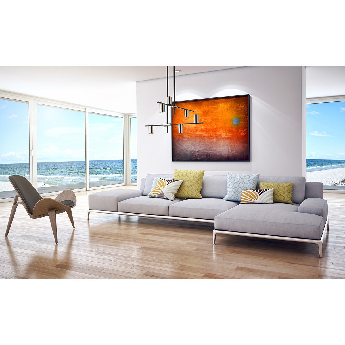 Chandelier Calumet - Noir mat + Nickel poli 30" 16 1/2" by Z - Lite | Luminaires & cie