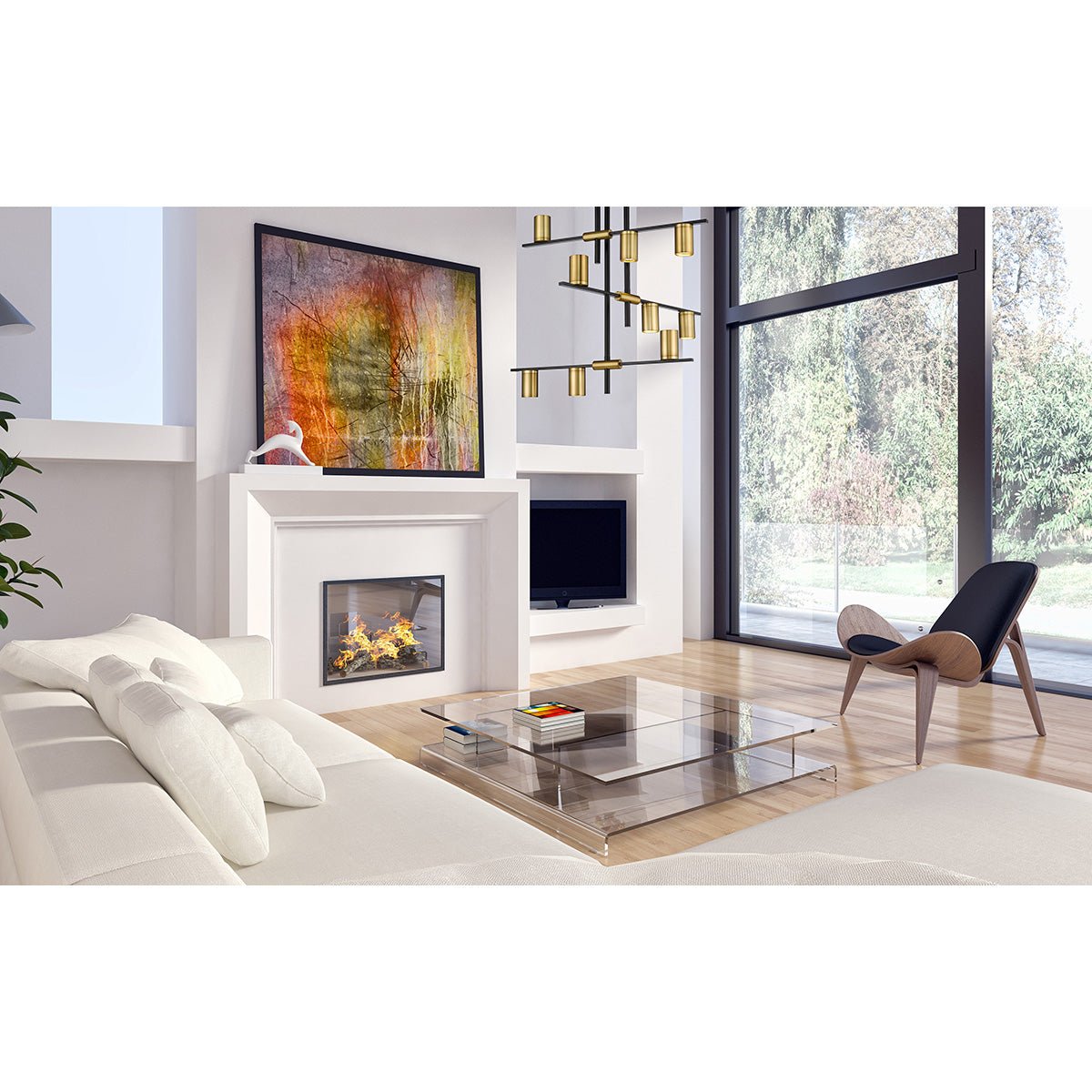 Chandelier Calumet - Noir mat + Laiton vieilli 36" 25" by Z - Lite | Luminaires & cie