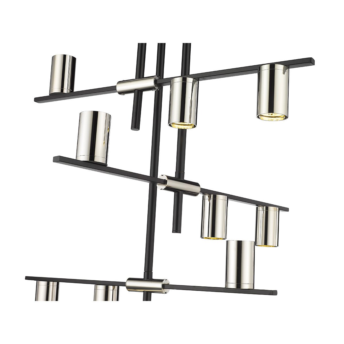 Chandelier Calumet - Noir mat + Nickel poli 36" 25" by Z - Lite | Luminaires & cie
