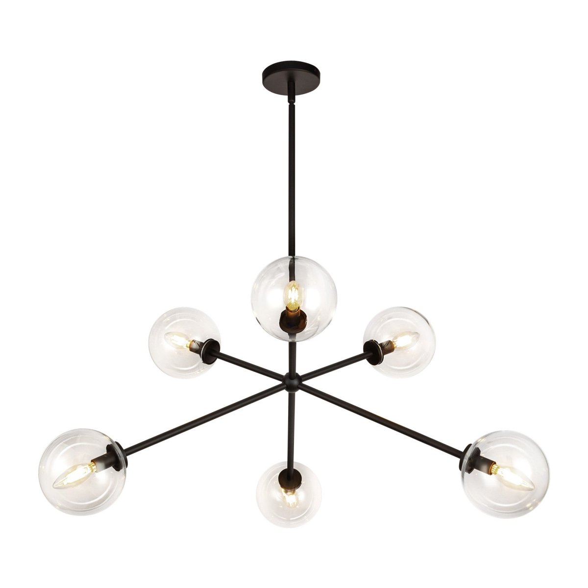 Chandelier Cassia - Verre noir / transparent by Alora Lighting | Luminaires & cie