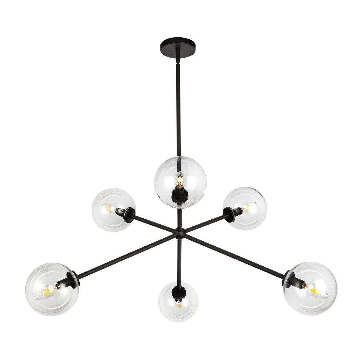 Chandelier Cassia - Verre noir / transparent by Alora Lighting | Luminaires & cie