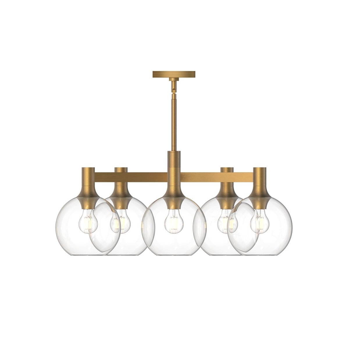 Chandelier Castilla - Or vieilli / Verre transparent 5 by Alora Lighting | Luminaires & cie