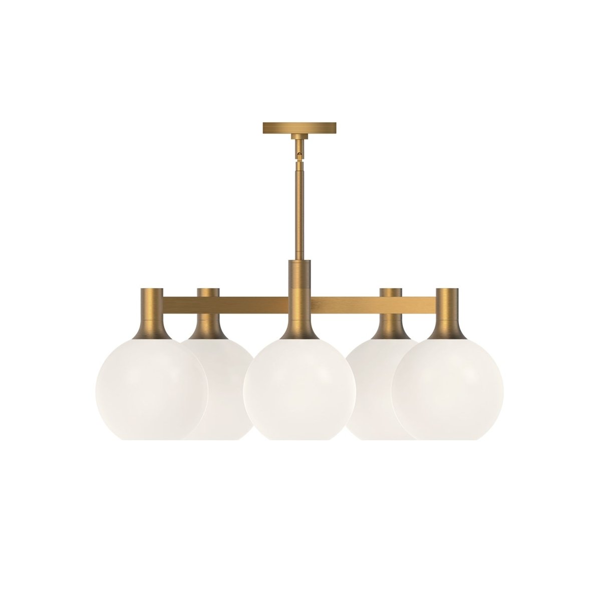 Chandelier Castilla - Or vieilli / Verre opale mat 5 by Alora Lighting | Luminaires & cie